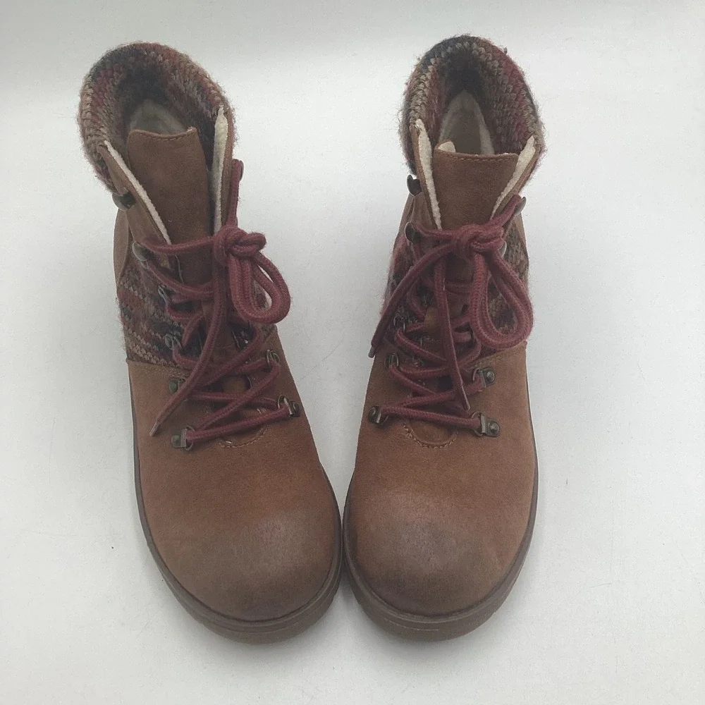Mossimo Supply Co Women's Brown Faux Suede Knit Collar‎ Ankle Boots Size 11